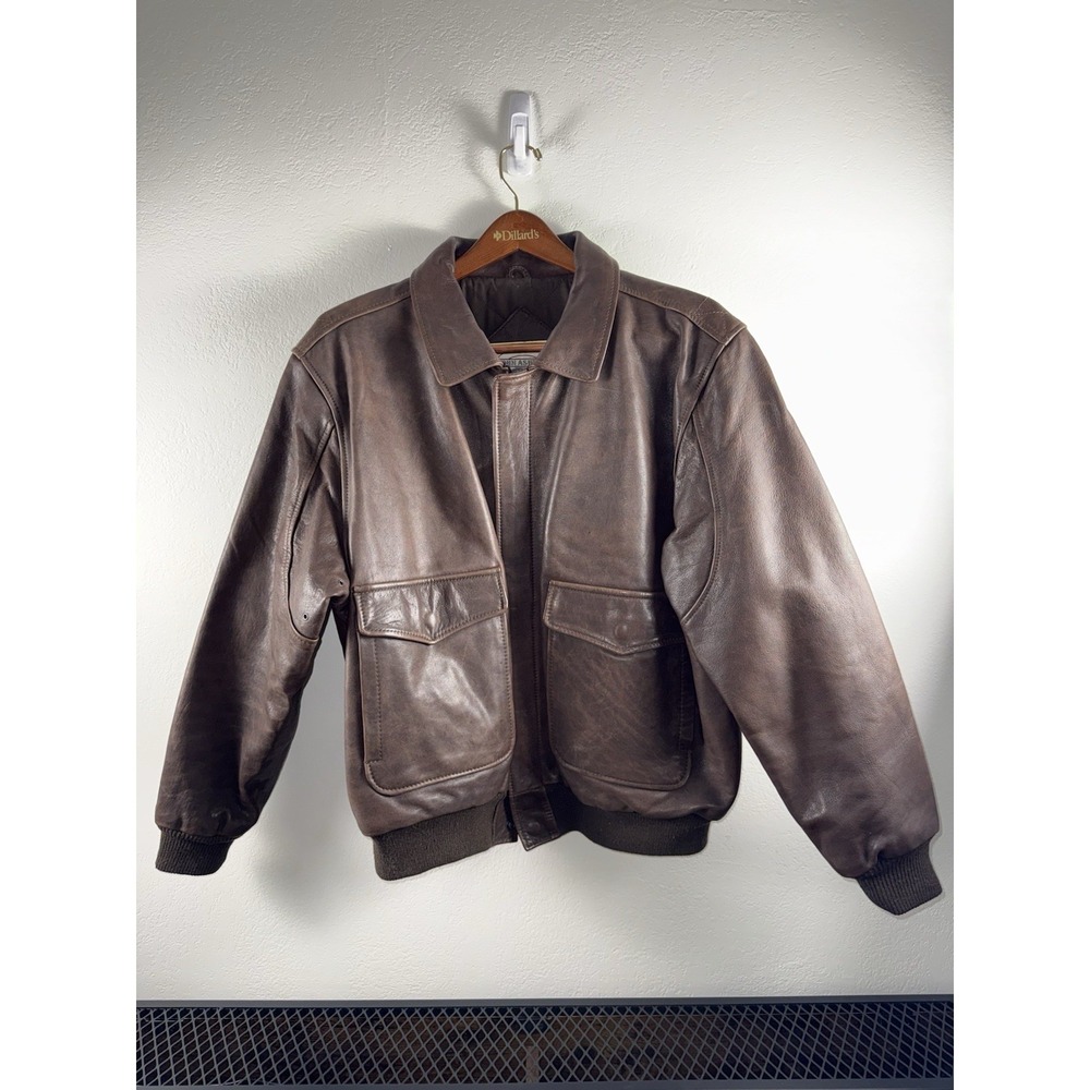 Vintage John Ashford Bomber Jacket XL Mens Brown Leather Lined Casual A2 Flight